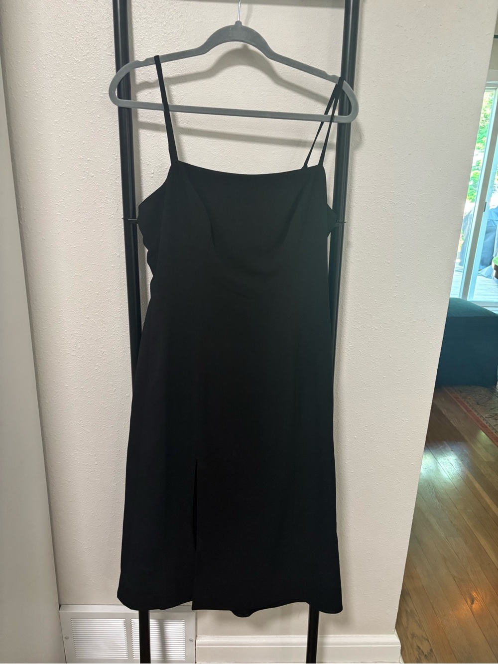 Dress the Population Black Slip Midi Dress with Cowl Neck